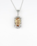 Beautiful Imperial Topaz and Diamond Pendant