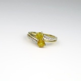Lovely Orange Sapphire and Diamond Ring