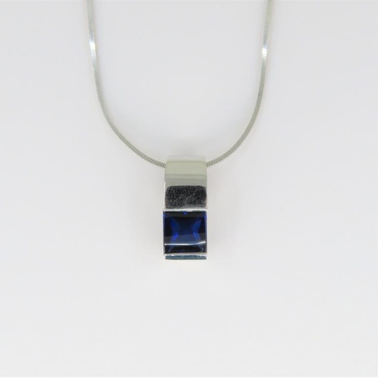 Modern Style Blue Sapphire Pendant