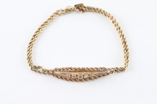 Ladies Gold Rope & Diamond Bracelet