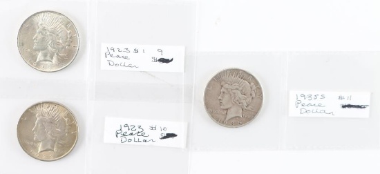 Lot of 3 Peace Silver Dollars