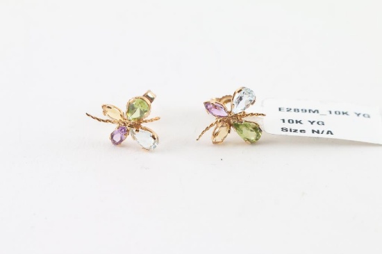 Multi-stone Butterfly Stud Earrings