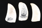 Lot Of Three Carved Whale Bone