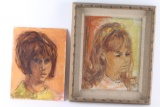Lot of 2 Original Oil Portraits On Board