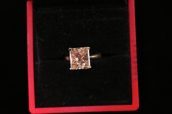 Champagne Color Rectangular Diamond Ring
