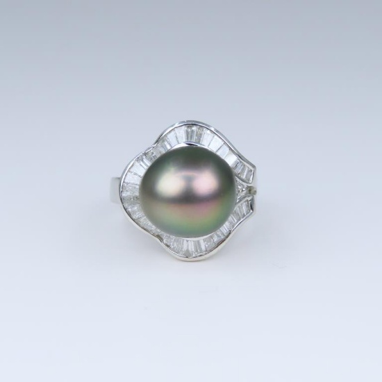 Opulent Fine Black Tahitian South Sea Pearl Ring