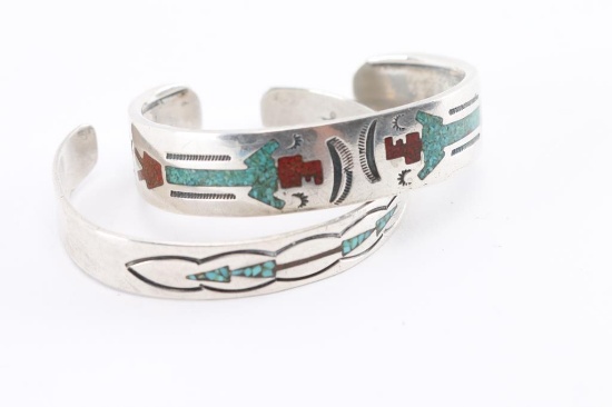 Lot of 2 Inlaid Cuff