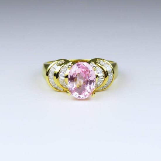 Elegant Natural Pink Sapphire and Diamond Ring