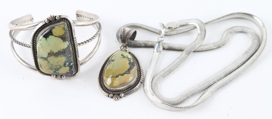 Green Turquoise Necklace & Cuff