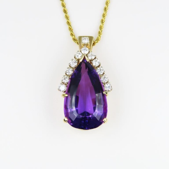 Marvelous Amethyst and Diamond Pendant