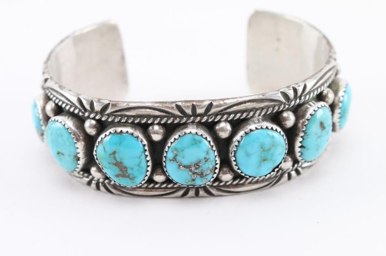 7 Stone Navajo Turquoise Cuff