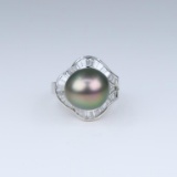 Opulent Fine Black Tahitian South Sea Pearl Ring