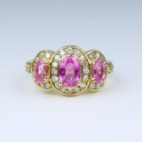 Captivating Vivid Pink Sapphire and Diamond Ring