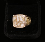 Gold Quartz Mens Ring