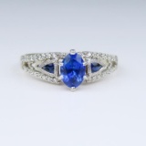 Radiant Blue Ceylon Sapphire and Diamond Ring