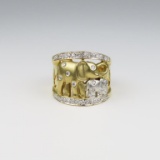 Amazing Elephant Mother with Baby Diamond Ring