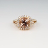 Beautiful Fine Quality Morganite and Diamond Ring