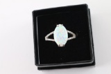 Attractive Ladies Diamond & Synthetic Opal Ring