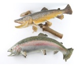 (2) Trout Mounts on wood