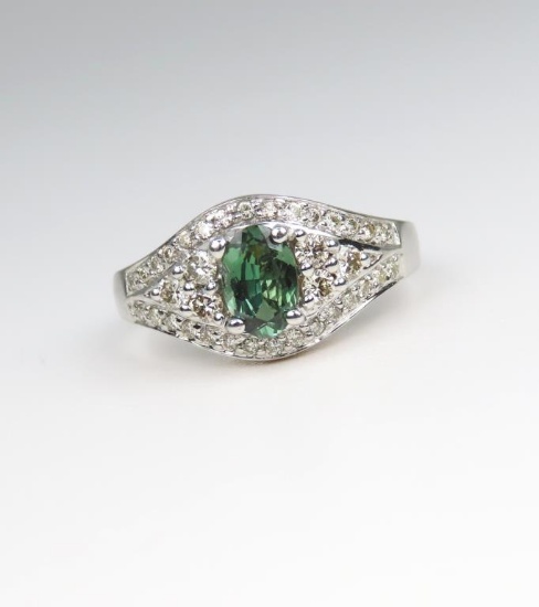 Very Rare Natural Alexandrite and Diamond Ring