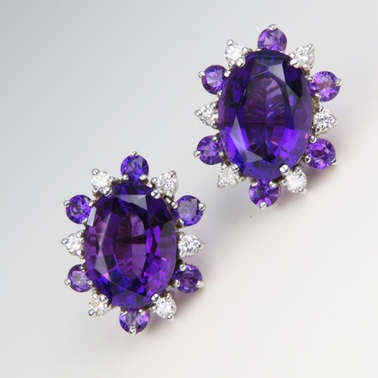 Spectacular Amethyst and Diamond Earrings