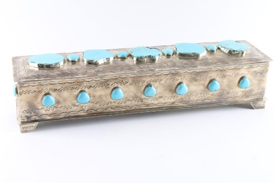 Navajo Turquoise & German Silver Box