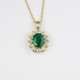 Radiant Vivid Emerald & Diamond Pendant