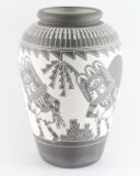 Large B&W Incised Pueblo Pot