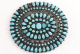 Old Pawn Zuni Turquoise Cluster Pin