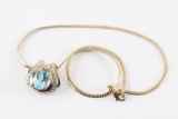 Sparkling Swiss Blue Topaz and Diamond Pendant