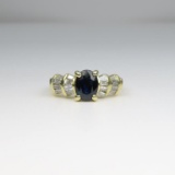 Brilliant Blue Sapphire and Diamond Ring