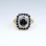 Elegant Blue Sapphire and Diamond Ring