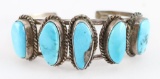 Navajo 5 Stone Turquoise Cuff