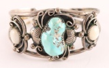 Vintage Navajo Turquoise & Mother of Pearl Cuff