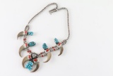 Navajo Bear Claw, Turquoise, and Coral Necklace