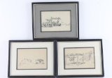 Lot Of Three Original Farnsworth Drawings