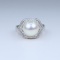 Luminous Natural Pearl and Diamond Ring