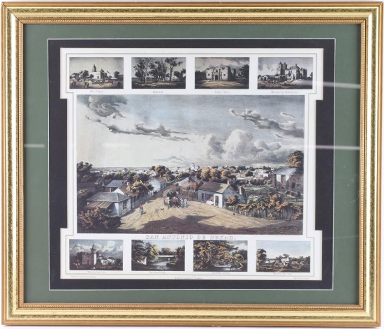 Colored Lithograph of San Antonio de Béxar