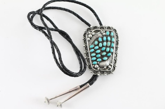 Navajo Turquoise Cluster Bolo Tie