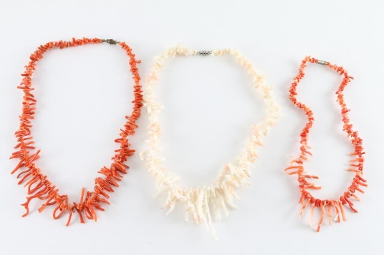 Lot of 3 Native American Coral Necklaces
