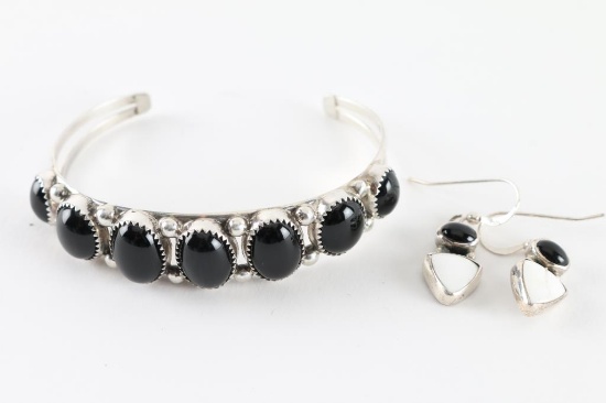 Navajo Jet Cuff & Matching earrings