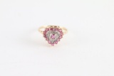 Ruby & Diamond Heart Shaped Ring Set