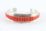 Zuni Coral Inlaid Cuff