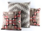 Lot of 3 Navajo Rug Made Pillows