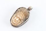 Carved Buffalo Indian Chief Pendant
