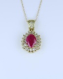 Elegant Natural Ruby and Diamond Pendant