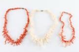 Lot of 3 Native American Coral Necklaces