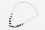 Classy Sapphire & Diamond Floral Necklace