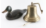 Brass Bell & Duck Decoy