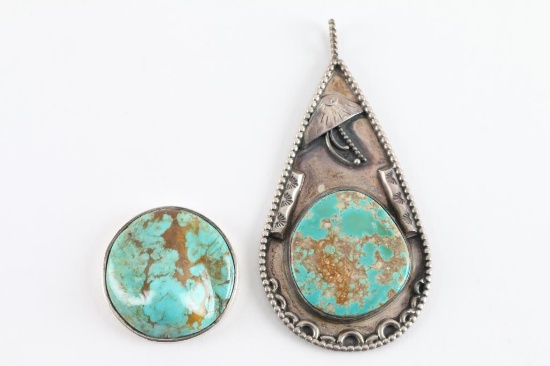 Navajo Turquoise Pendant & Mounted Stone